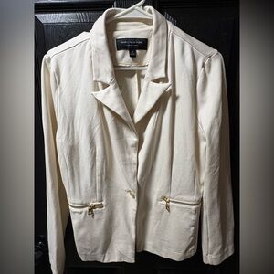 Marc New York Women's Ivory Blazer with Gold Zippers